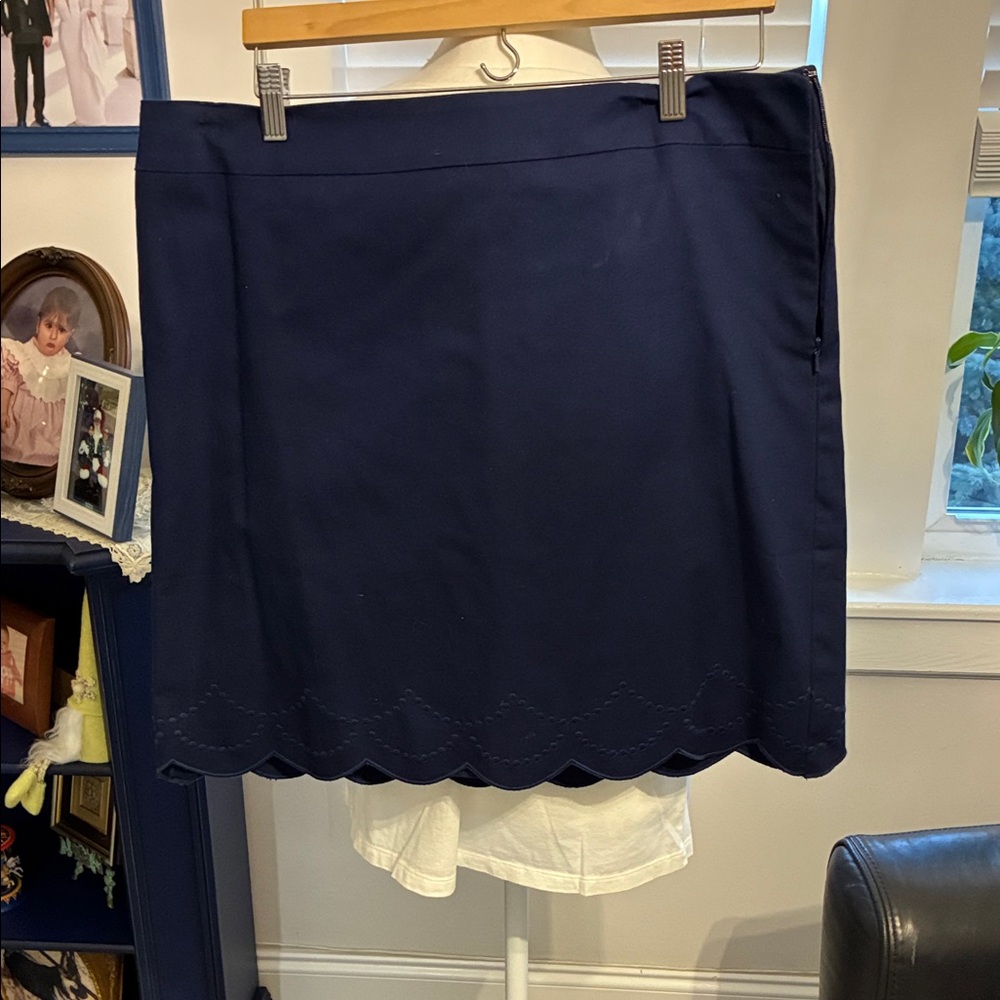 Talbots Dark Blue Mini Skirt with Scalloped Hem